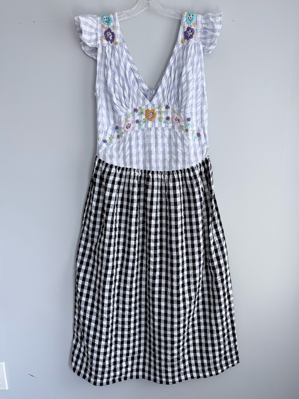 Tach Ilena Cloqué Gingham Embroidered Milkmaid Boho Cottagecore Dress L - Picture 6 of 16